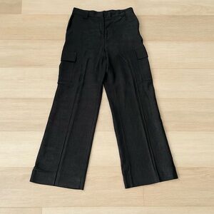 House of Harlow 1960 Linen Blend Cargo Pants, Black, Size 10
